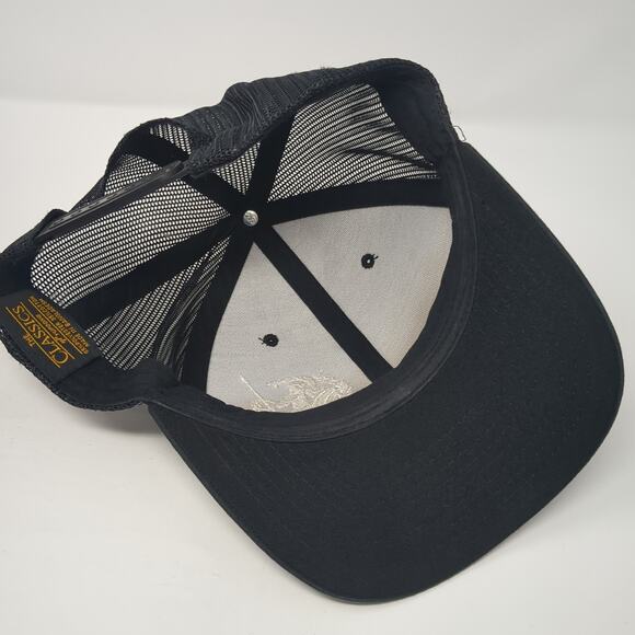 Trojan Laurel Snapback Trucker Hat Black One Size Adjustable Mesh Back Yupoong - Picture 6 of 8
